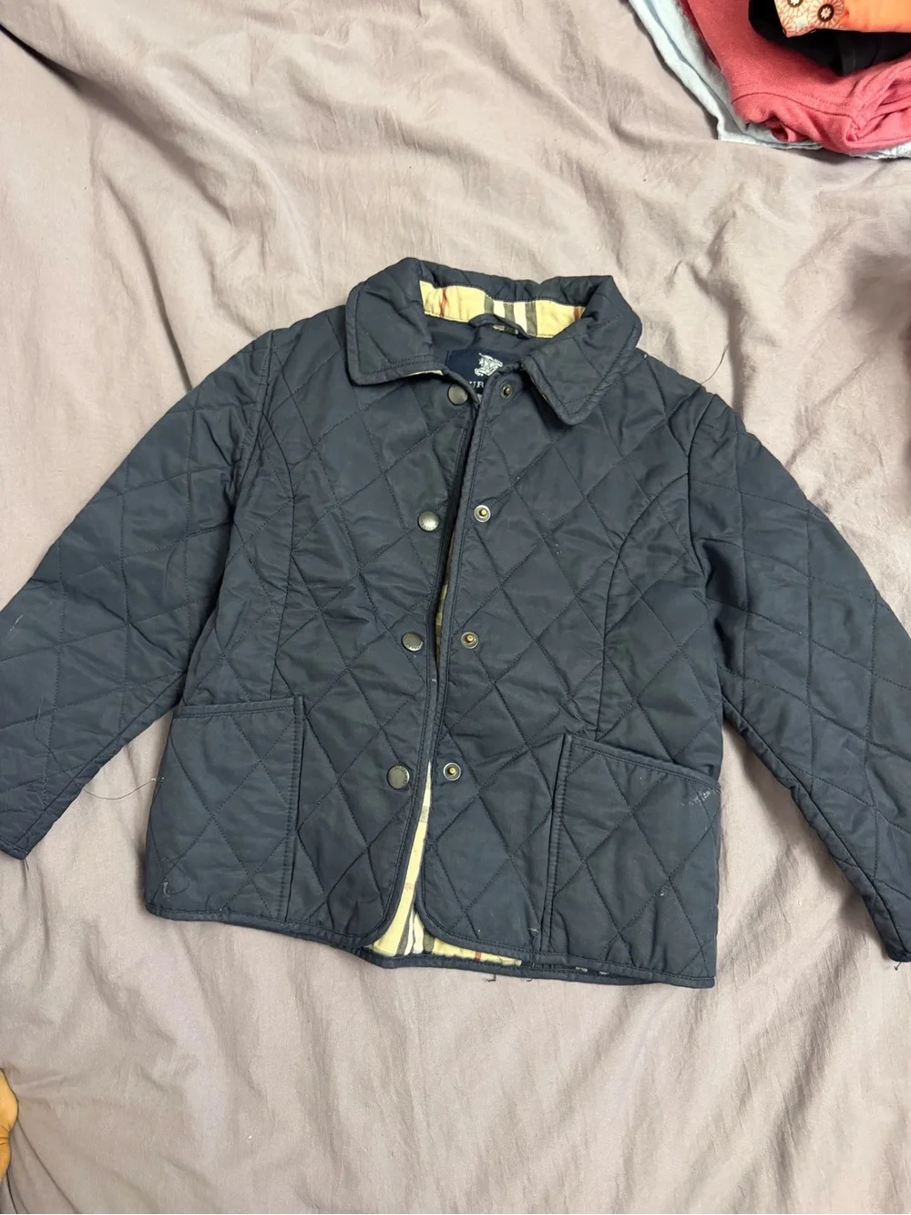 Kids Burberry Quilted Black Jacket with Contrast Lining